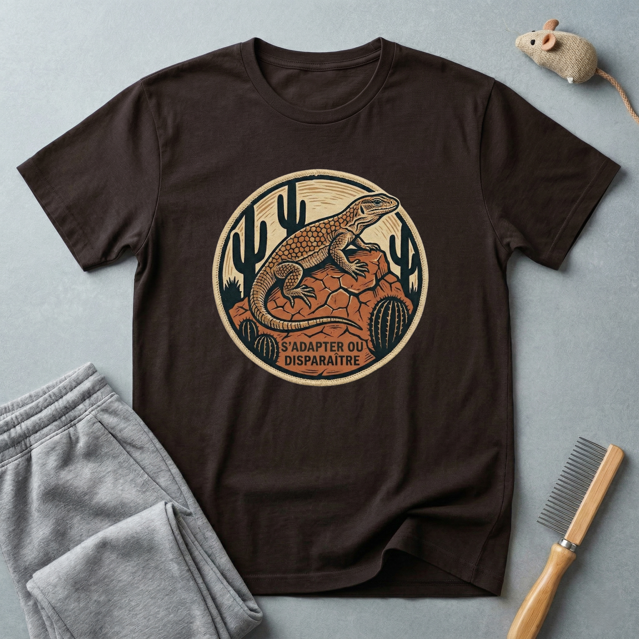 T-shirt Lézard du désert — T-shirt reptile vintage «S’adapter ou disparaître»