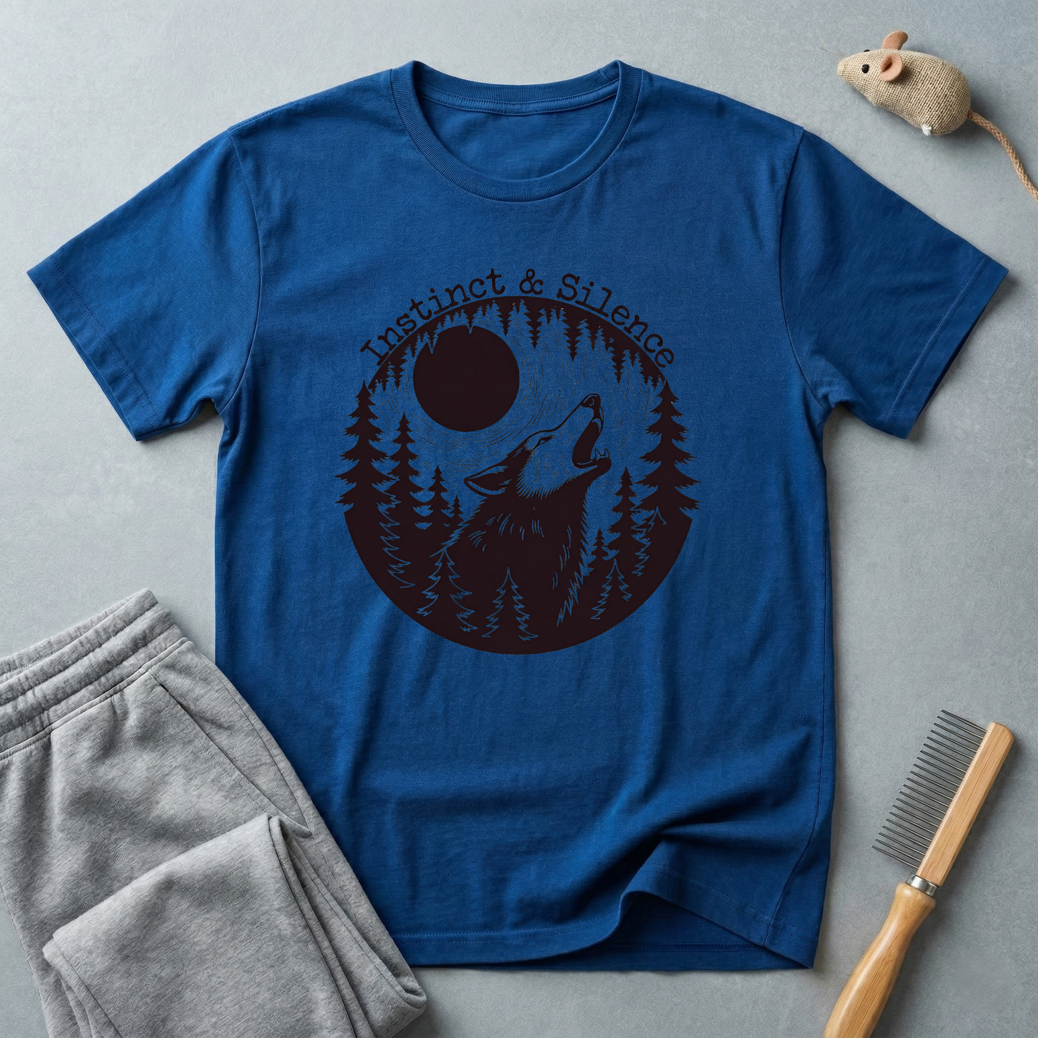 T-shirt loup hurlant — T-shirt graphique forêt et lune «Instinct & Science»