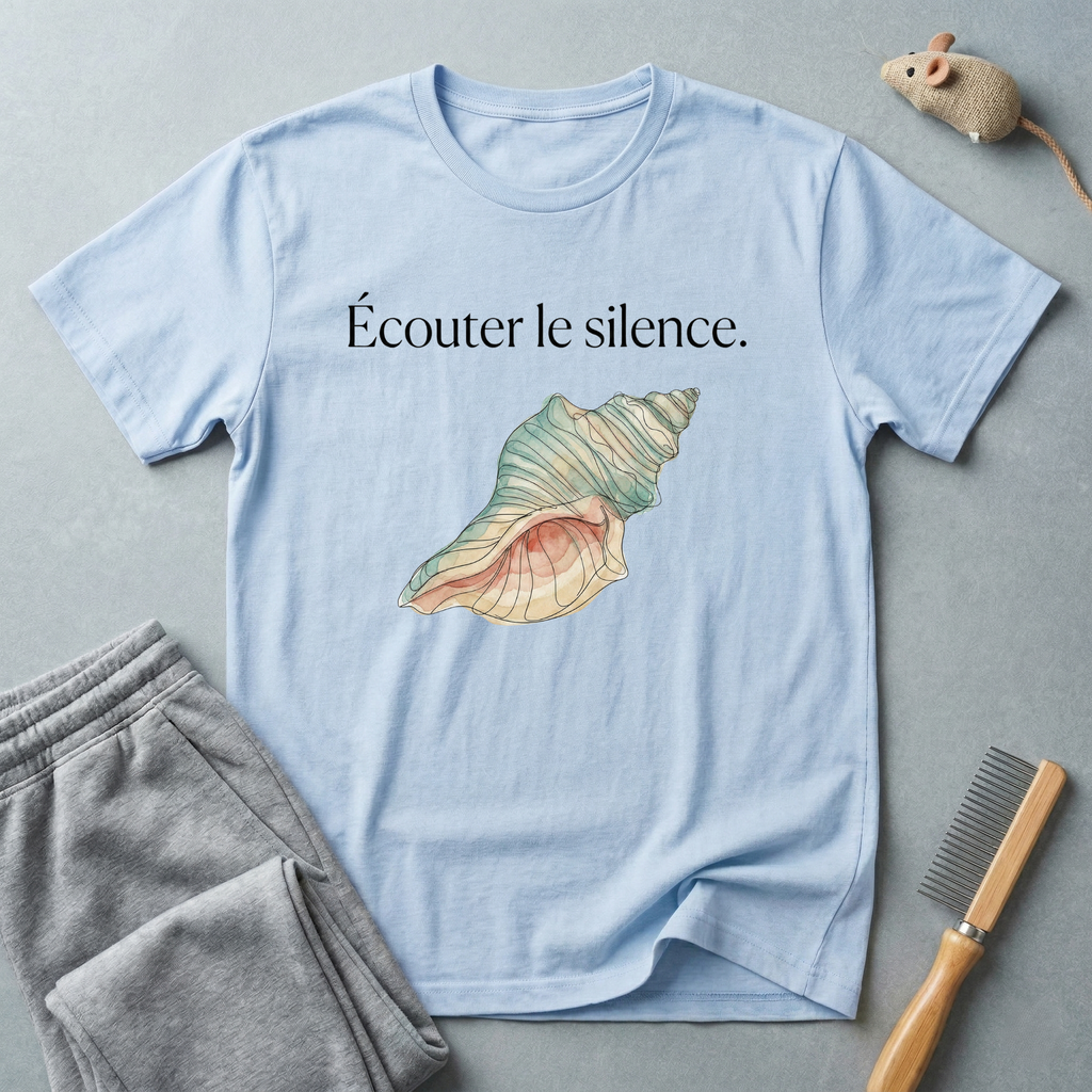 T-shirt — «Écouter le silence.» T-shirt graphique coquillage