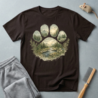 T-shirt paysage «Patte sauvage» — T-shirt nature avec empreinte de patte en forêt de montagne