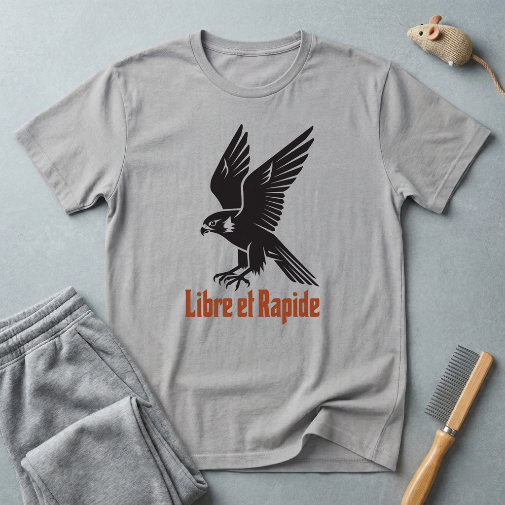 T-shirt graphique avec aigle — «Libre et rapide»