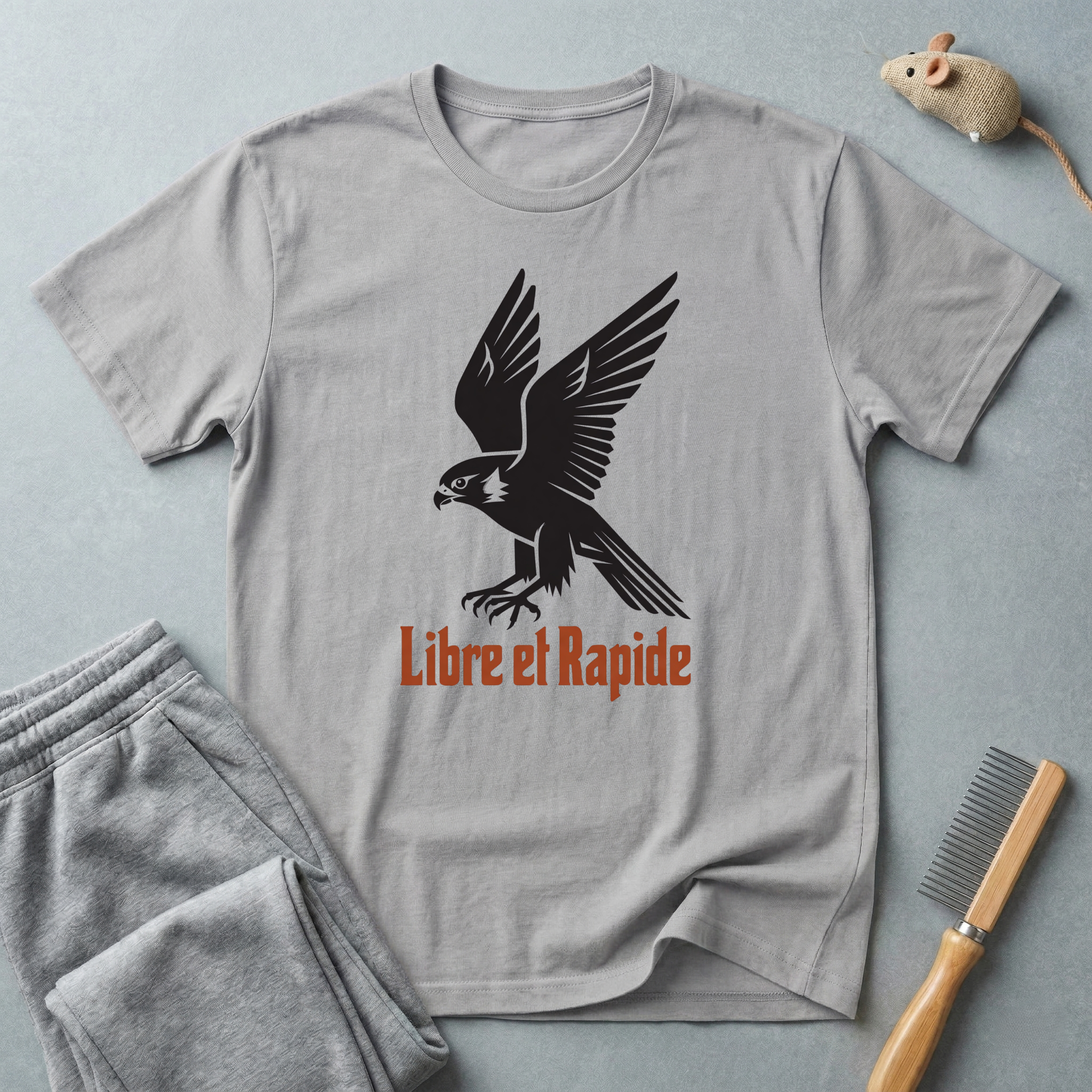 T-shirt graphique avec aigle — «Libre et rapide»