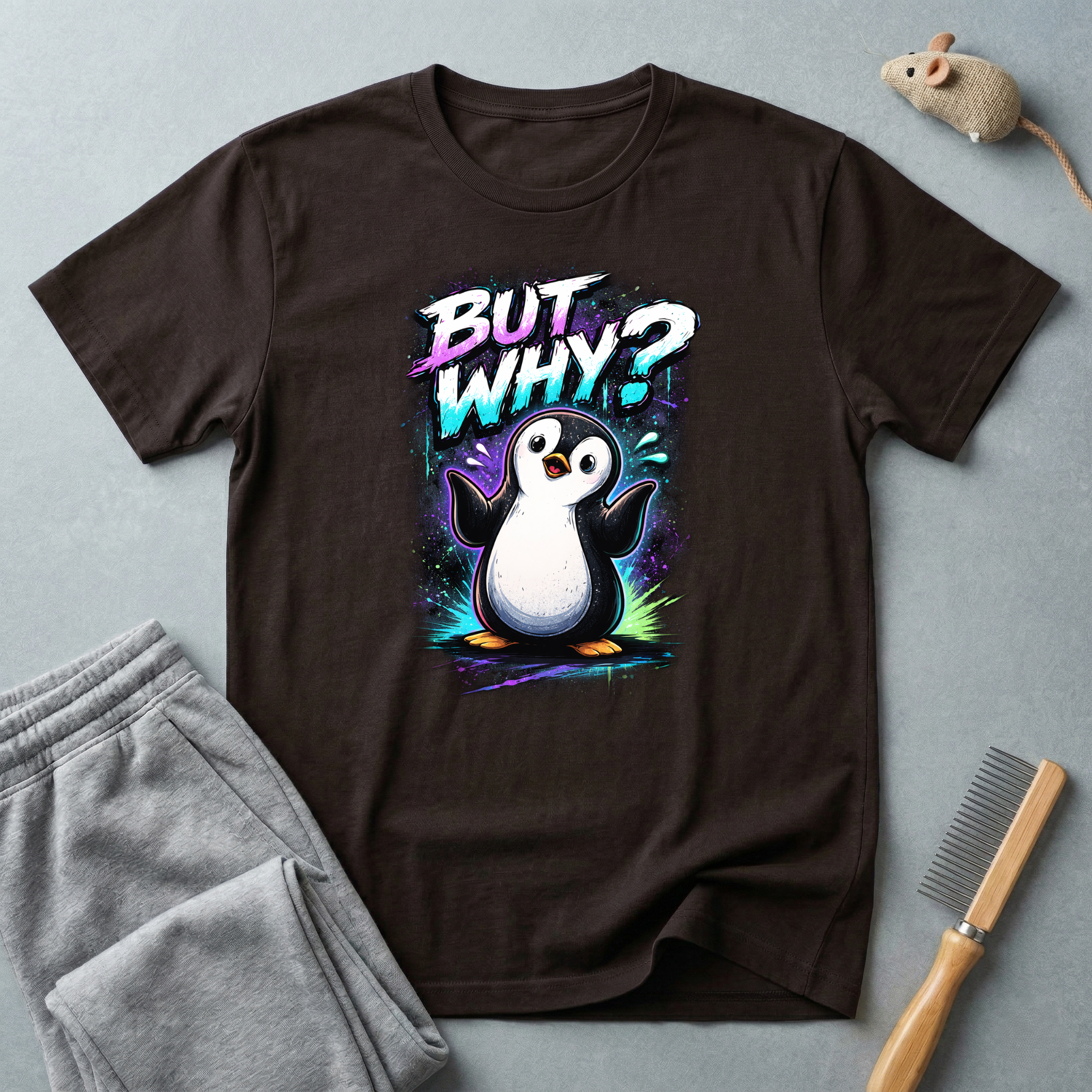 T-shirt graphique pingouin «But Why?»