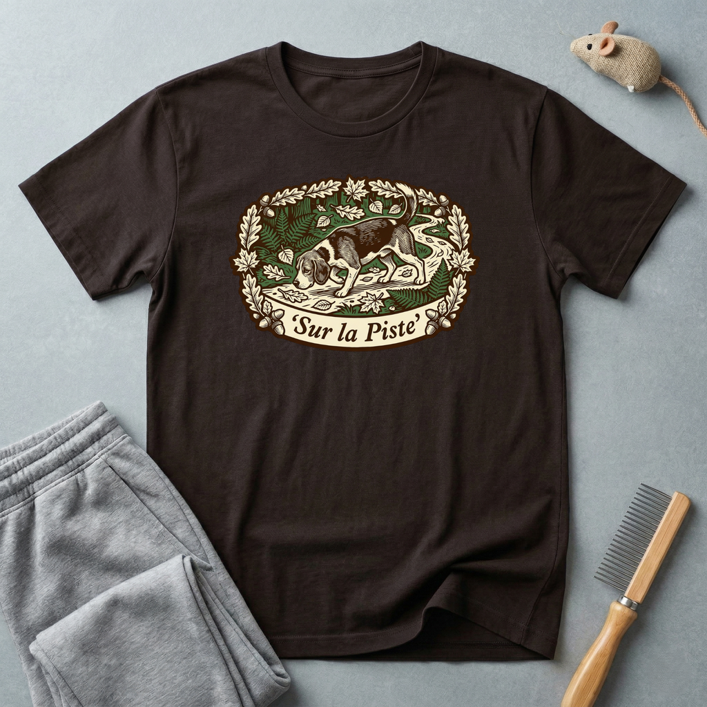 T-shirt — Graphique vintage nature lapin «Sur la piste»