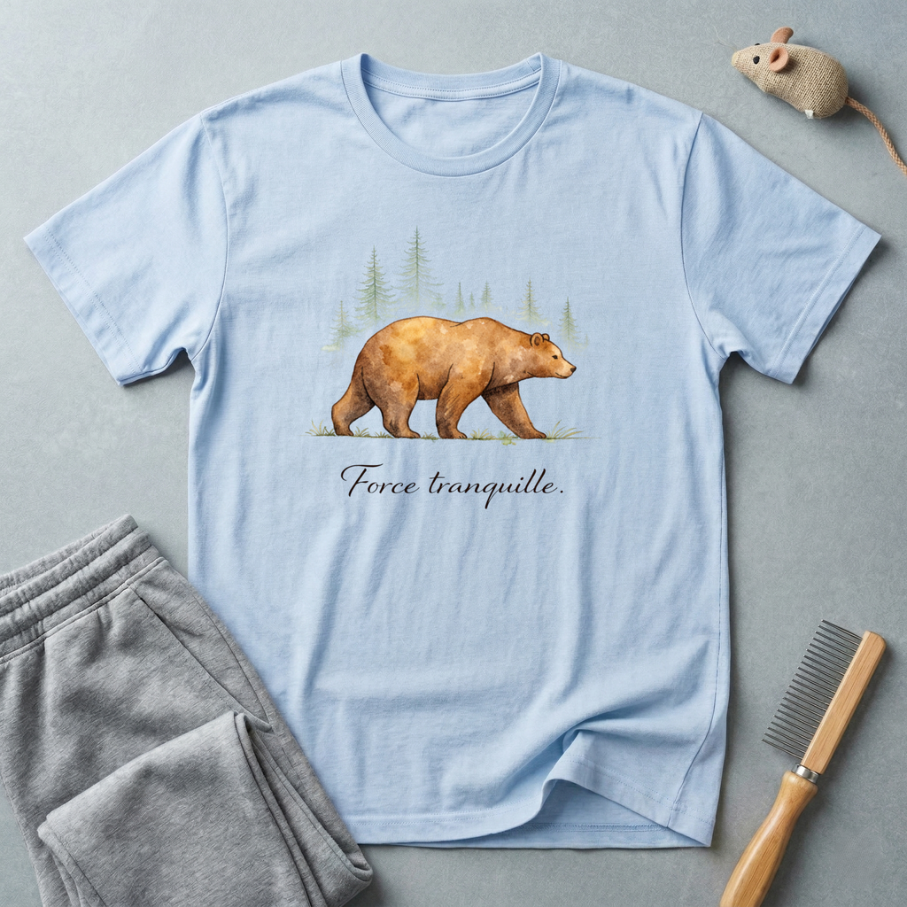 T-shirt forêt Ours — T-shirt graphique nature «Force Tranquille»