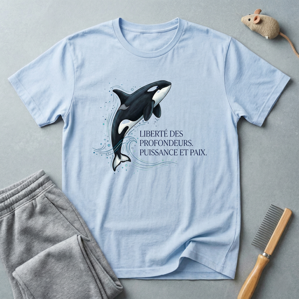 T-shirt illustration Orque — «Liberté des profondeurs, puissance et paix»