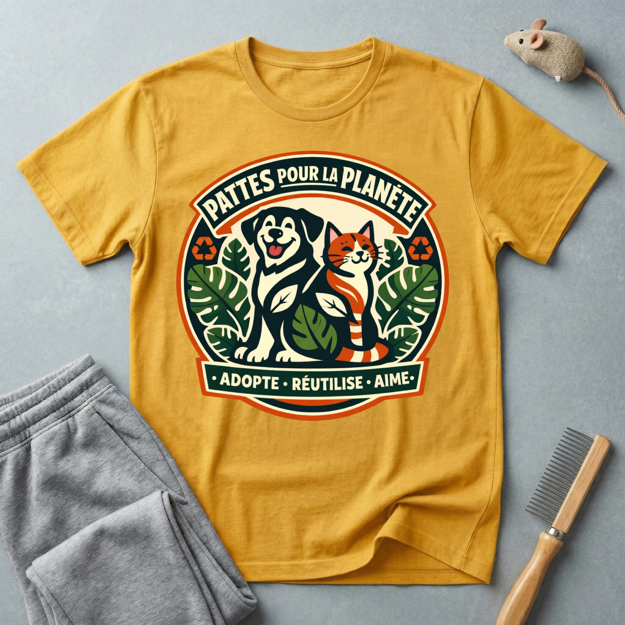 T-Shirt — "Pattes Pour La Planète" Eco Pet Rescue Tee (Adopte • Réutilise • Aime)