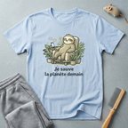 T-shirt éco paresseux — «Je sauve la planète demain»