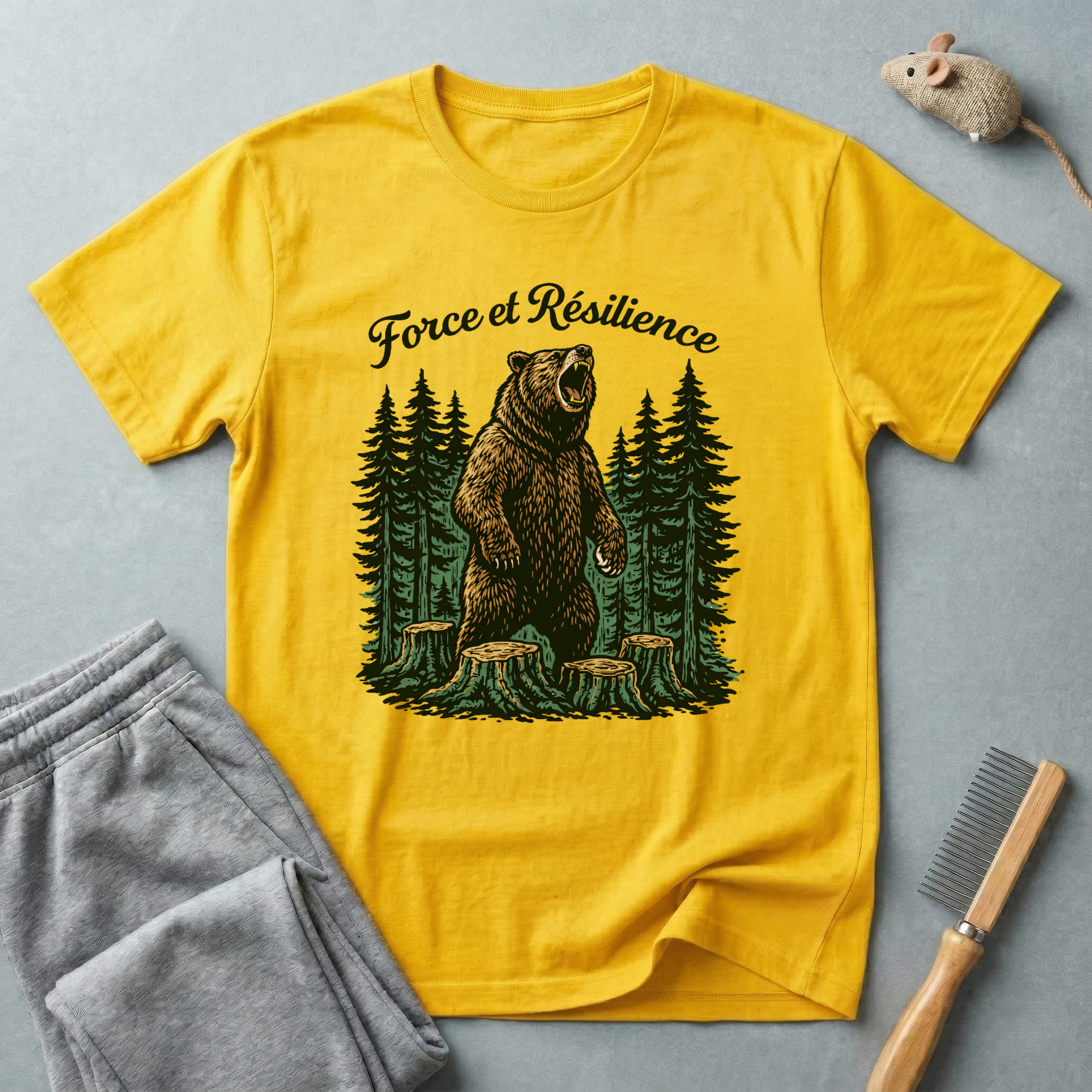 T-shirt forêt d’ours – T-shirt graphique «Force et Résilience»