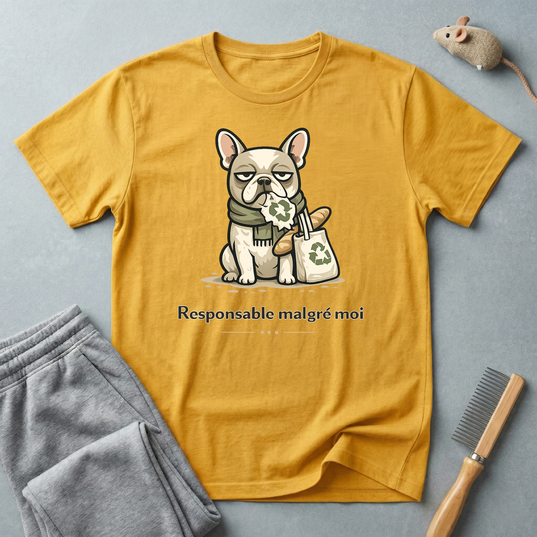 T-shirt — Graphisme mignon de bouledogue “Responsable malgré moi”