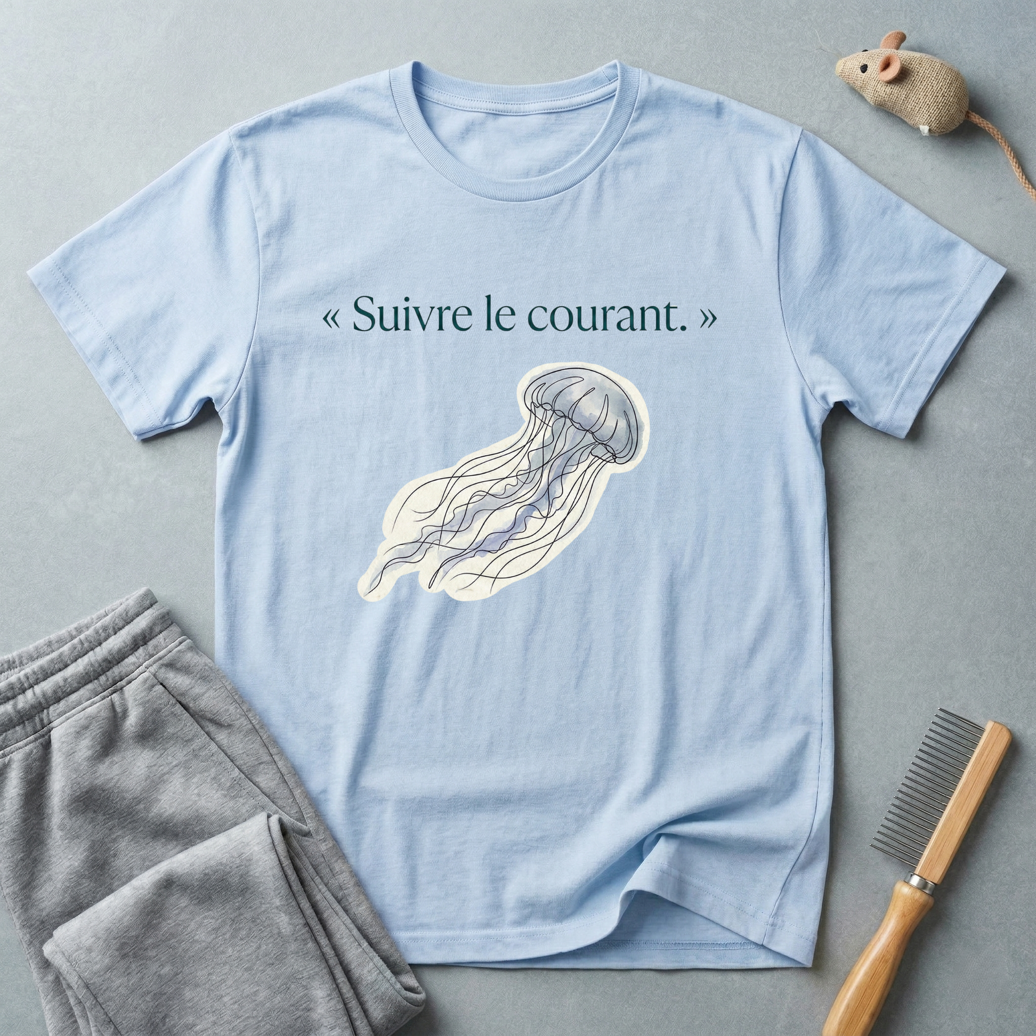 T-shirt Méduse — «Suivre le courant.»