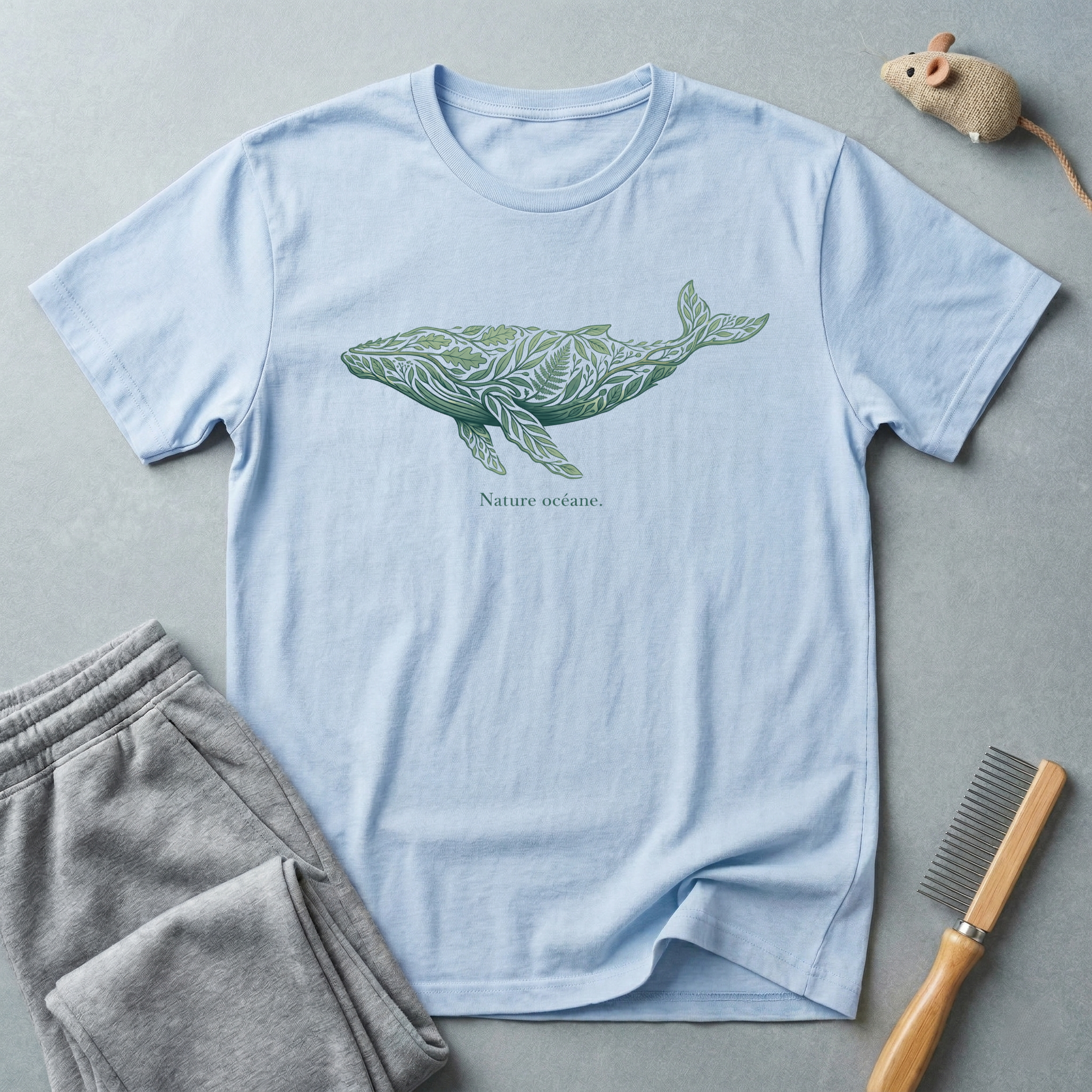 T-shirt baleine botanique "Nature océane."
