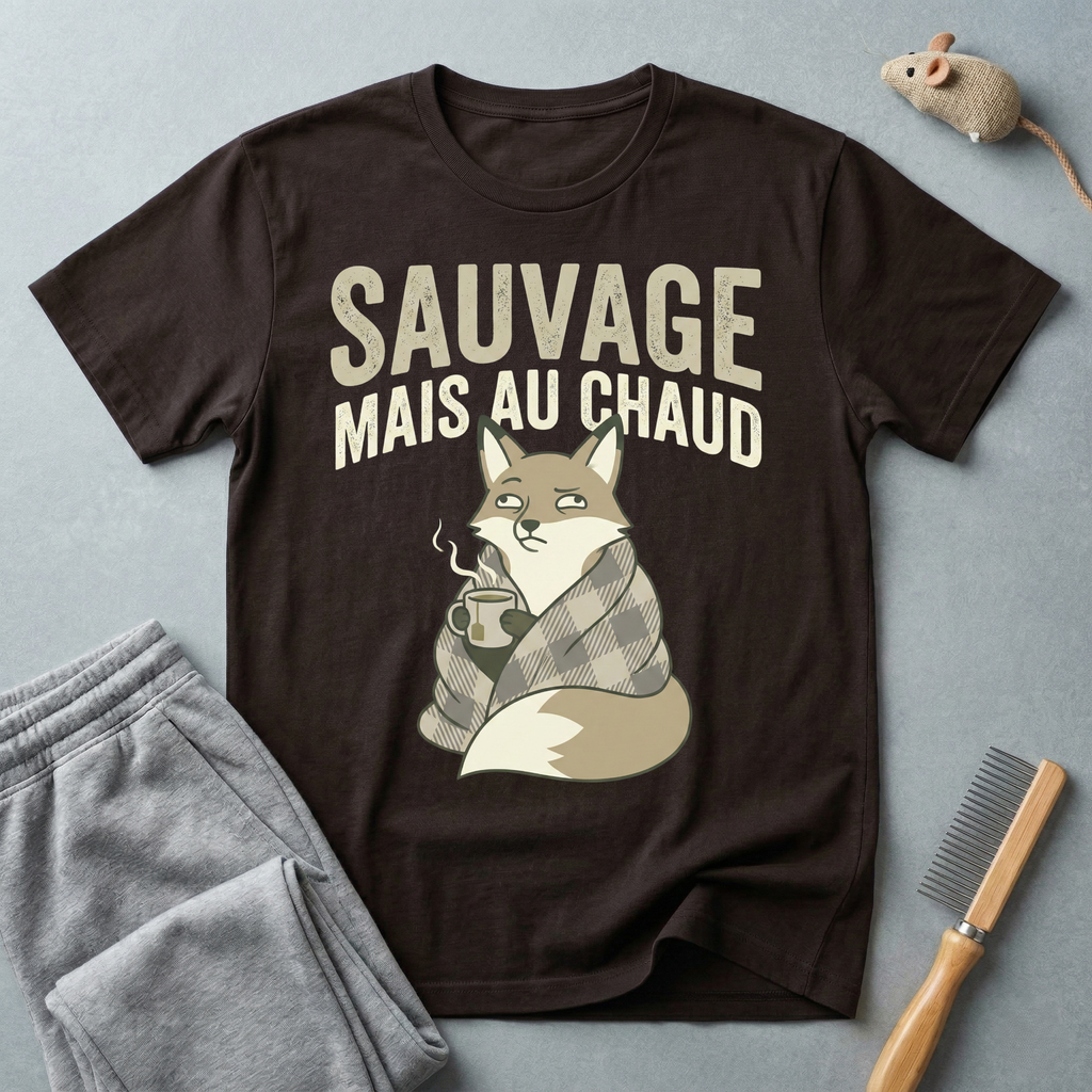 T-shirt renard « Sauvage mais au chaud » — T-shirt graphique renard vintage et cosy