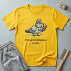 T-Shirt — "Menace biologique locale" Pigeon avec une écharpe et un croissant