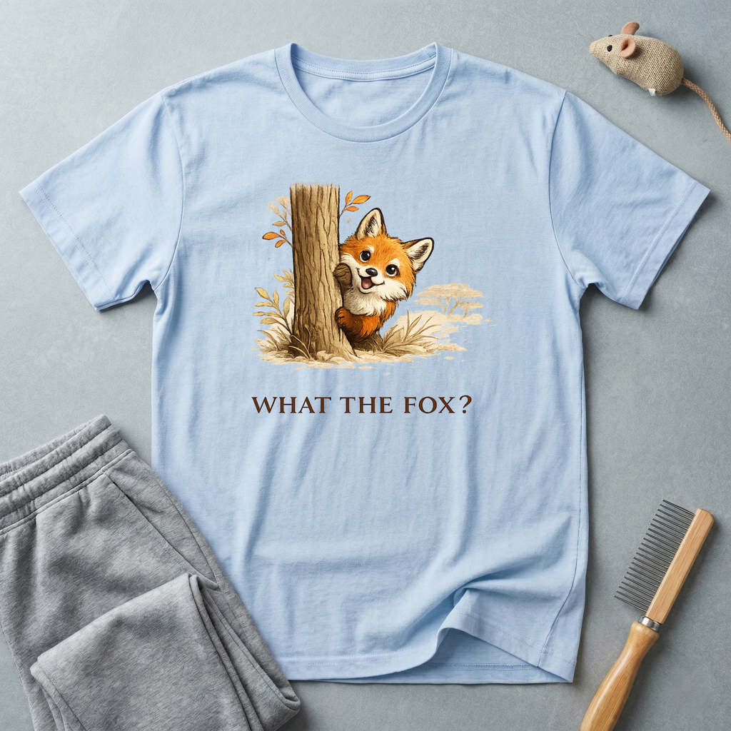 Cute Fox Peeking T-Shirt — "What the Fox?"