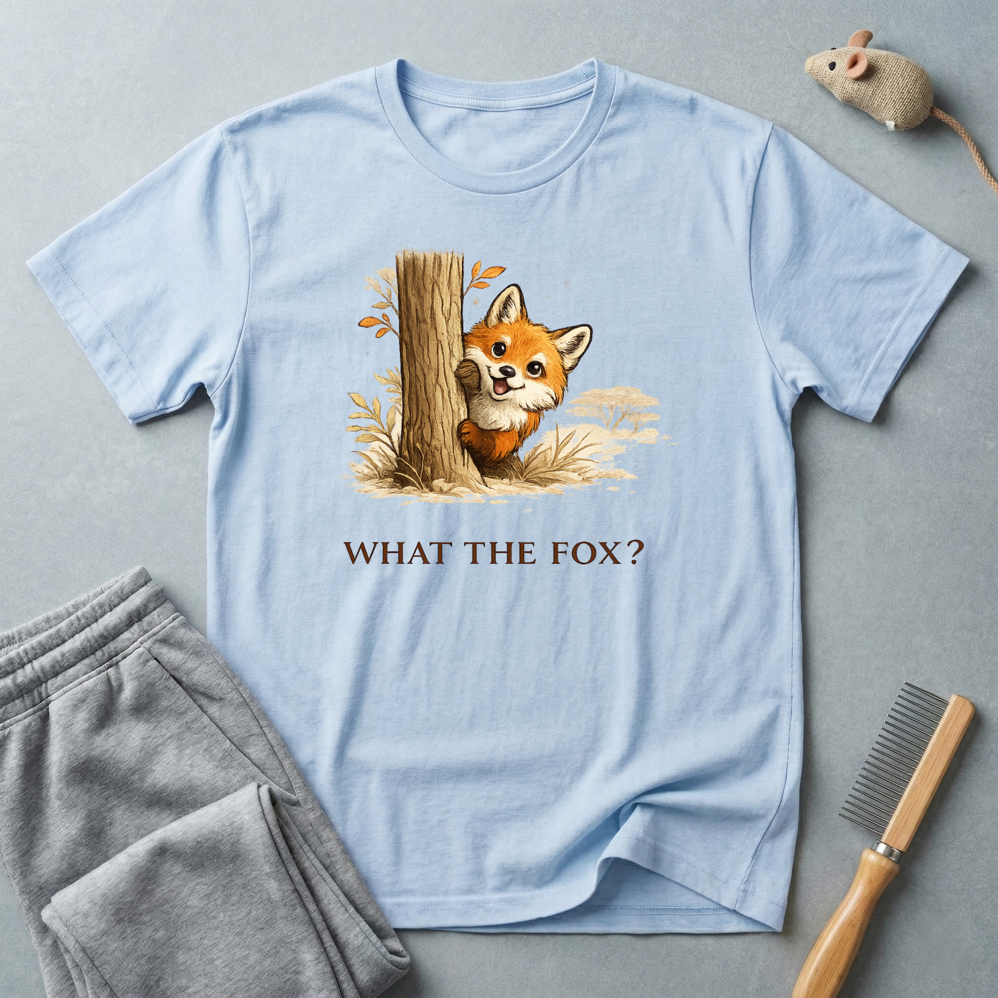 Cute Fox Peeking T-Shirt — "What the Fox?"