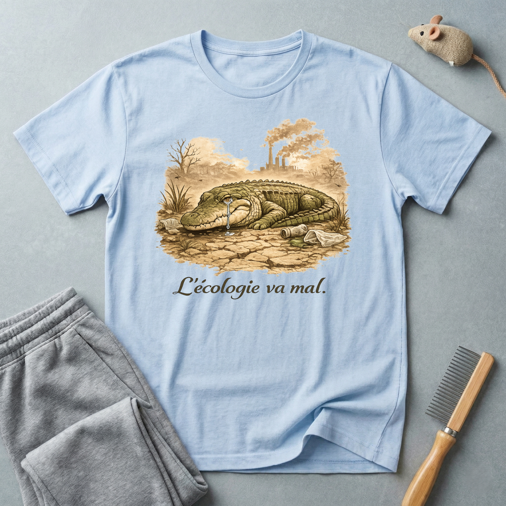 T-shirt alligator vintage — T-shirt écologique «L’écologie va mal»