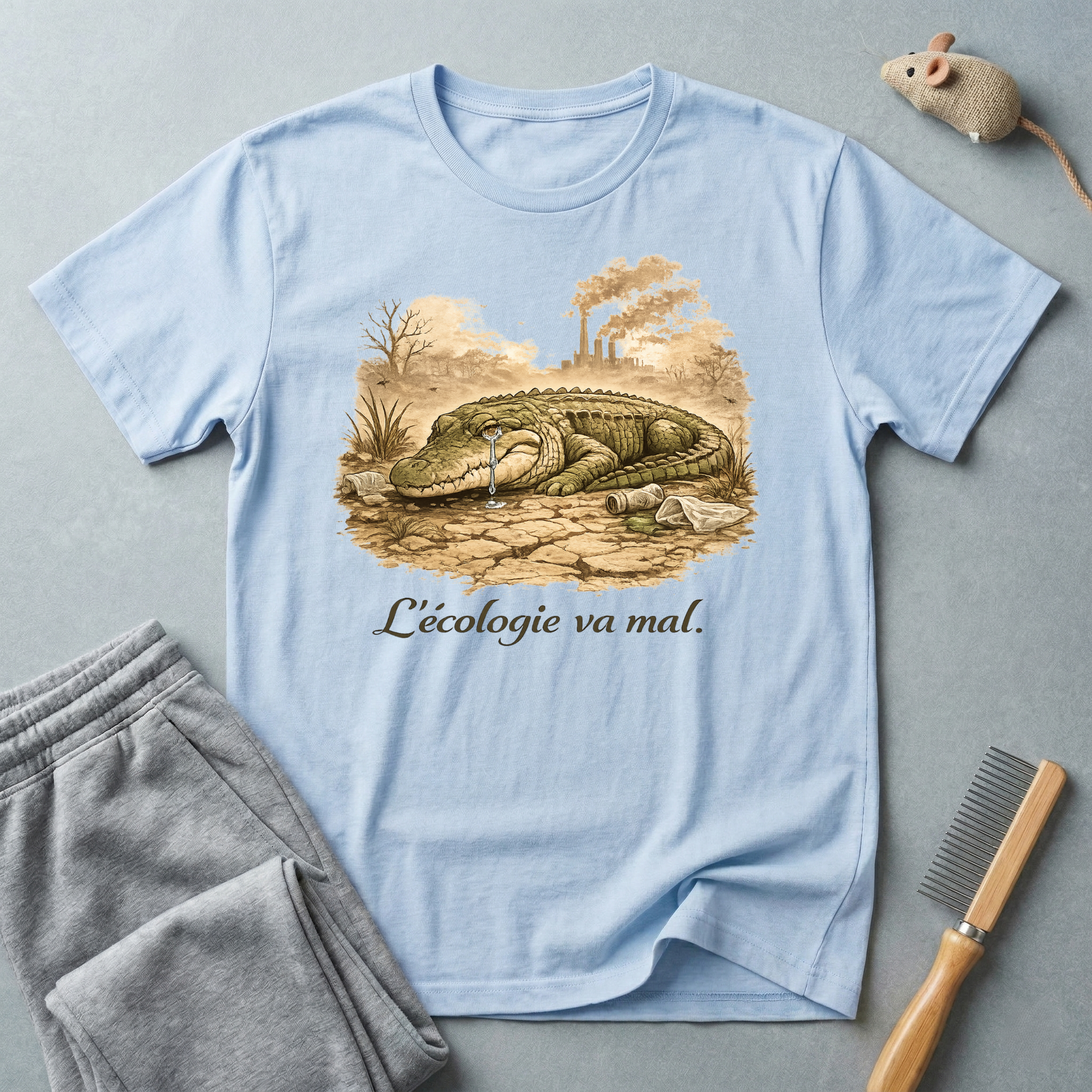 T-shirt alligator vintage — T-shirt écologique «L’écologie va mal»