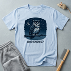 Owl Night Tee — 'Who Knows?' Graphic T-Shirt