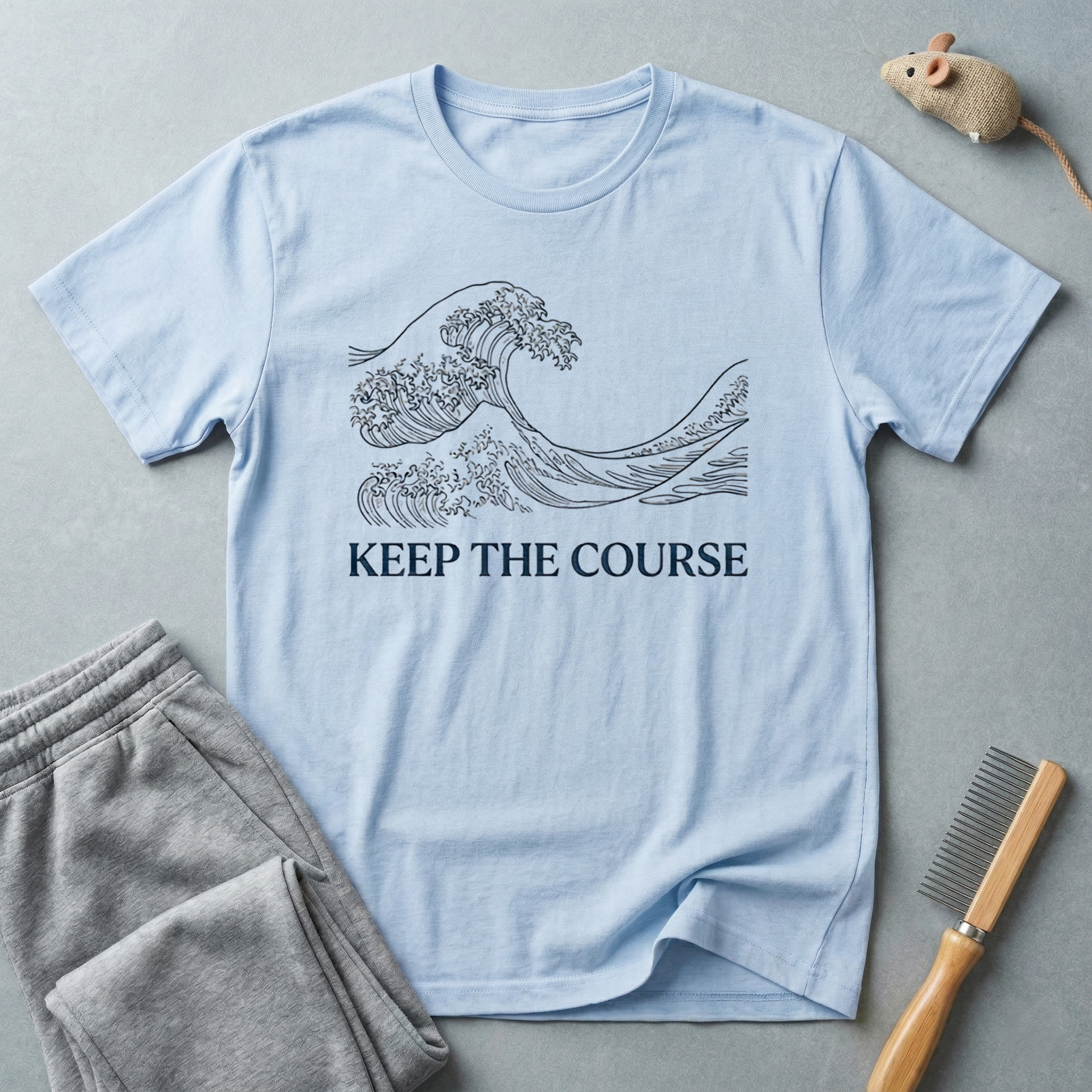 T-shirt Vague «Keep The Course» — T-shirt graphique nautique inspirant