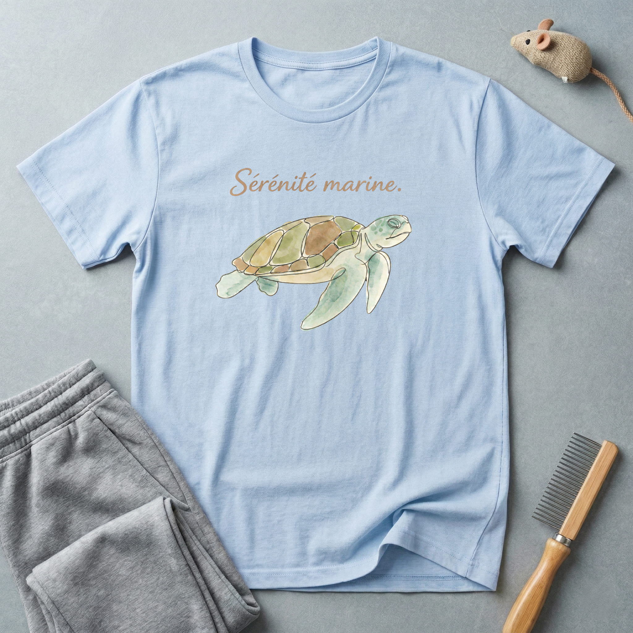 T-shirt tortue de mer — «Sérénité marine» — T-shirt aquarelle