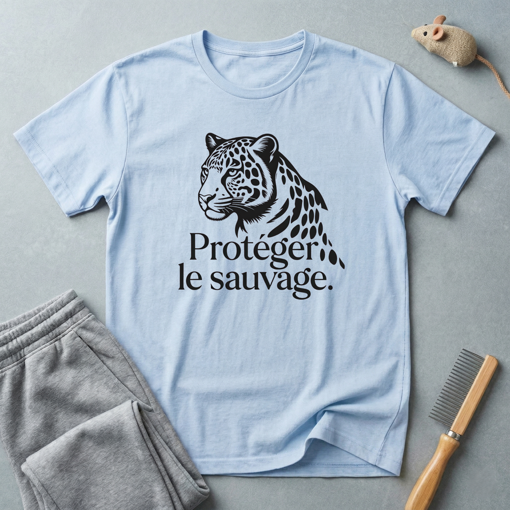 T-shirt léopard «Protéger le sauvage» — T-shirt graphique pour la protection de la faune