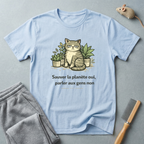 T-shirt chat & plantes — «Sauver la planète oui, parler aux gens non»