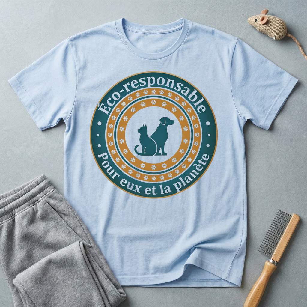 Eco-Responsible Pet T-Shirt — "Éco-responsable pour eux et la planète"