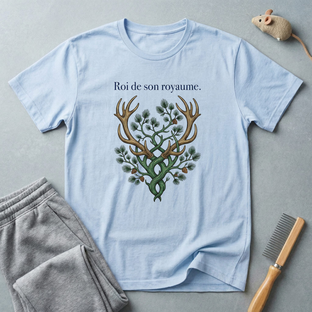 T-shirt — «Roi de son royaume» — T-shirt graphique cerf aux bois en forme d’arbre