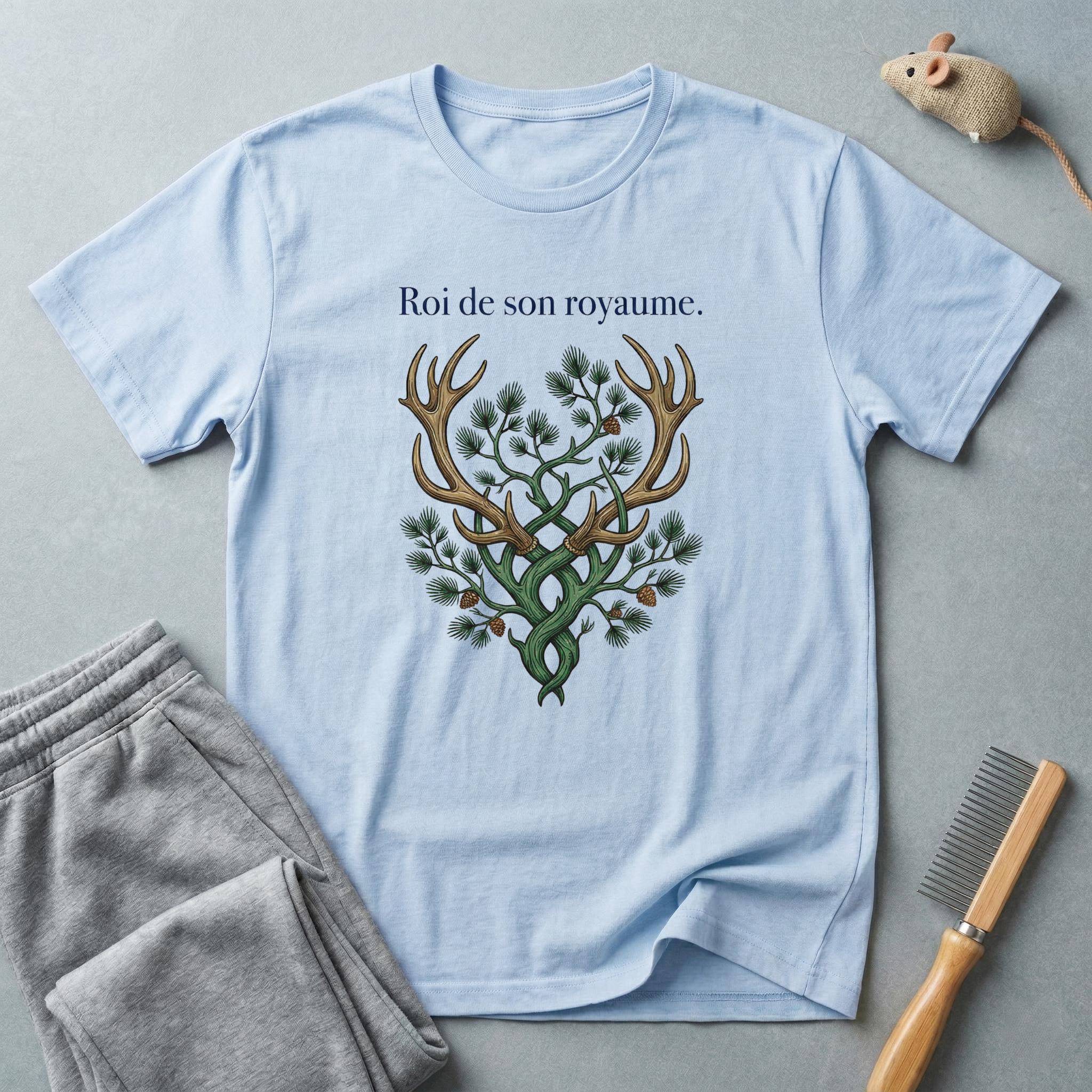 T-shirt — «Roi de son royaume» — T-shirt graphique cerf aux bois en forme d’arbre