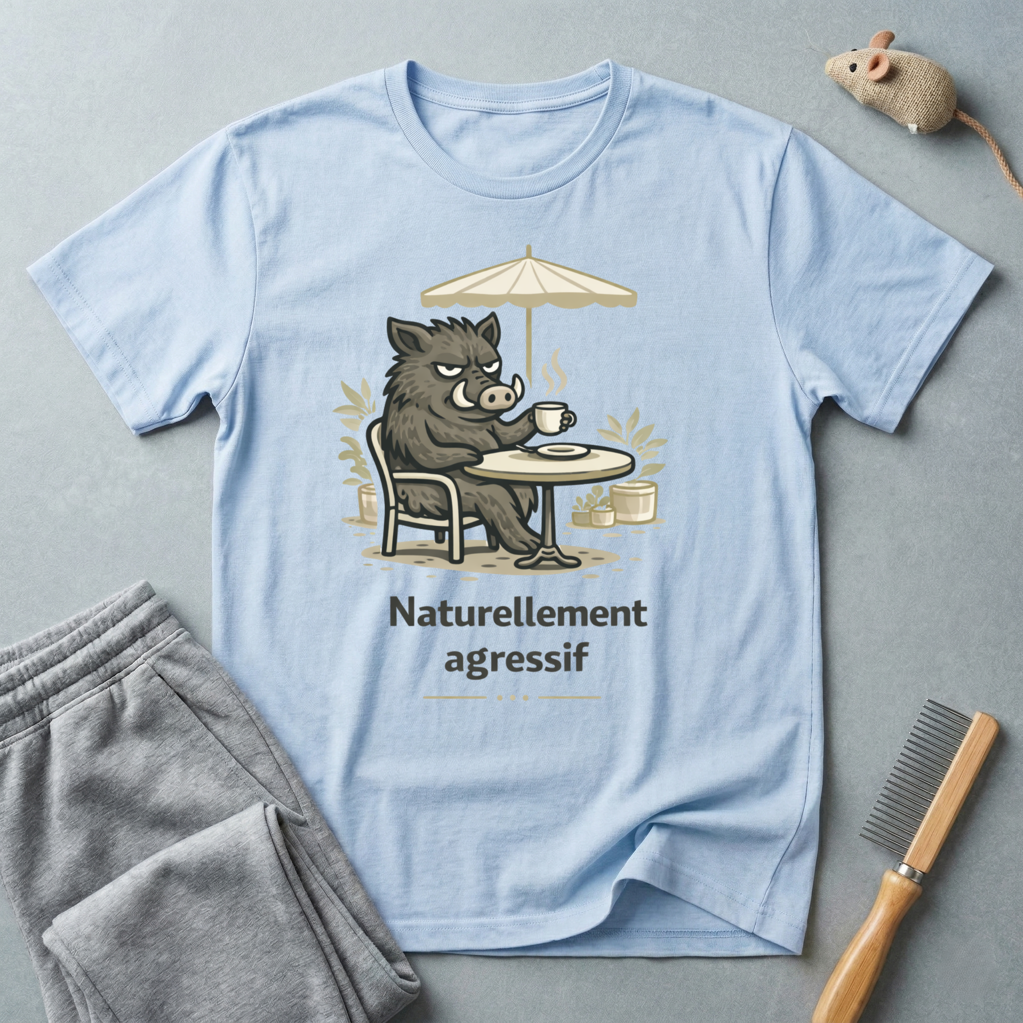 T-shirt café Sanglier — "Naturellement agressif"