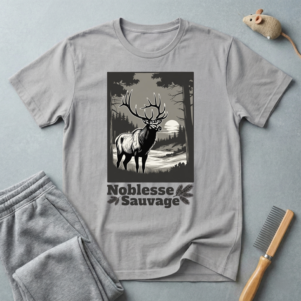 T-shirt graphique nature élan — T-shirt outdoor «Noblesse Sauvage»