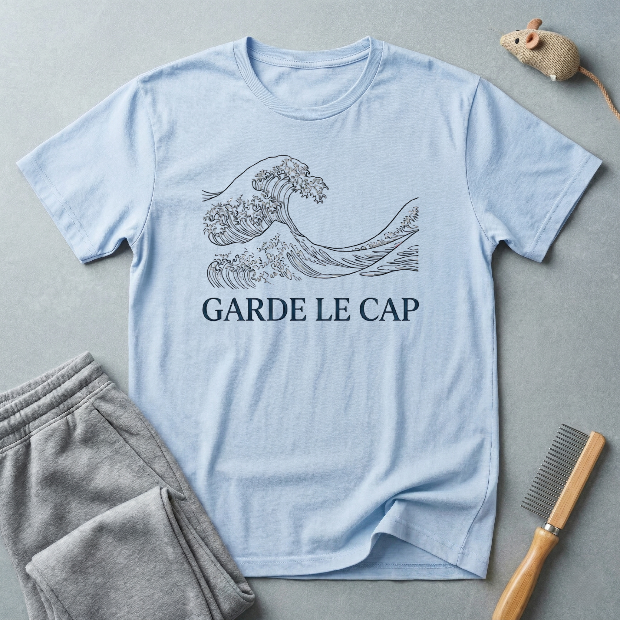 T-shirt Vague «Garde le cap» — T-shirt graphique nautique minimaliste