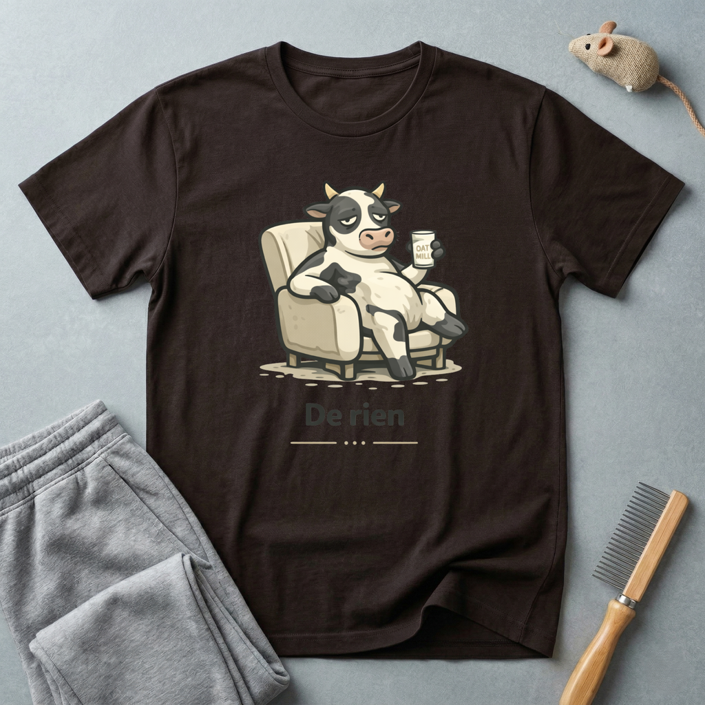 T-shirt Illustration mignonne Vache Lounge —  “De rien”