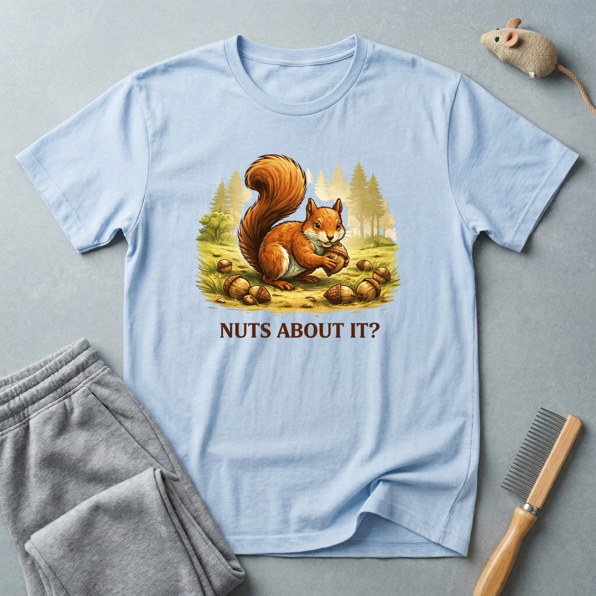 Squirrel 'Nuts About It?' T-Shirt — Cute Woodland Animal Tee
