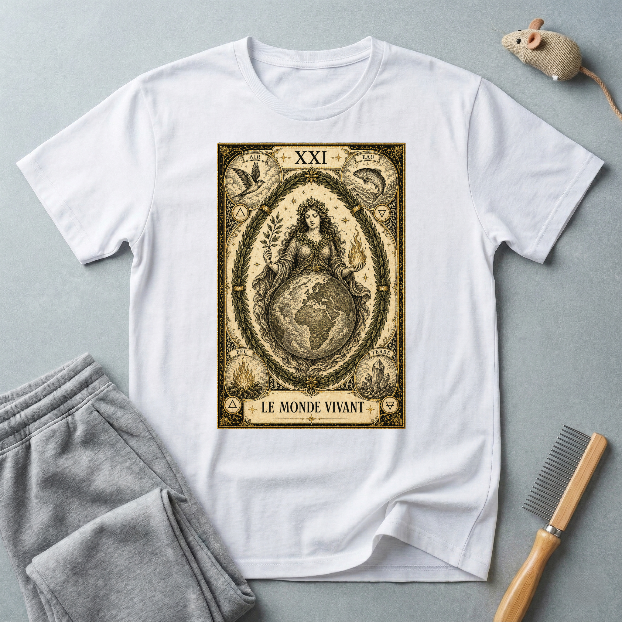 T-shirt Tarot «Le Monde» — Illustration vintage de l'Arcane XXI