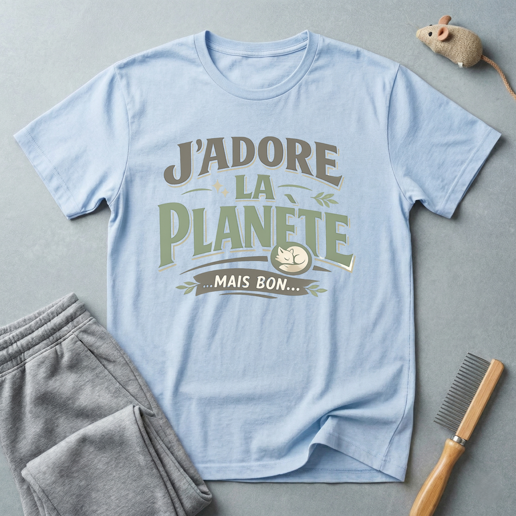 T-Shirt — "J'adore la Planète mais bon..."