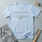 T-shirt «SILENCE OCÉAN» — T-shirt graphique minimaliste avec baleine floral