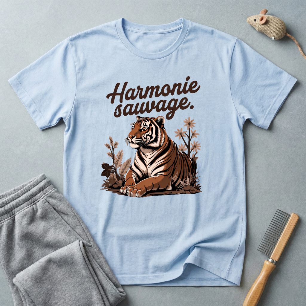T-shirt graphique tigre — «Harmonie sauvage» — T-shirt nature vintage