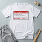 T-shirt étiquette d’avertissement — Tee-shirt graphique «Avertissement: nocif pour la planète»