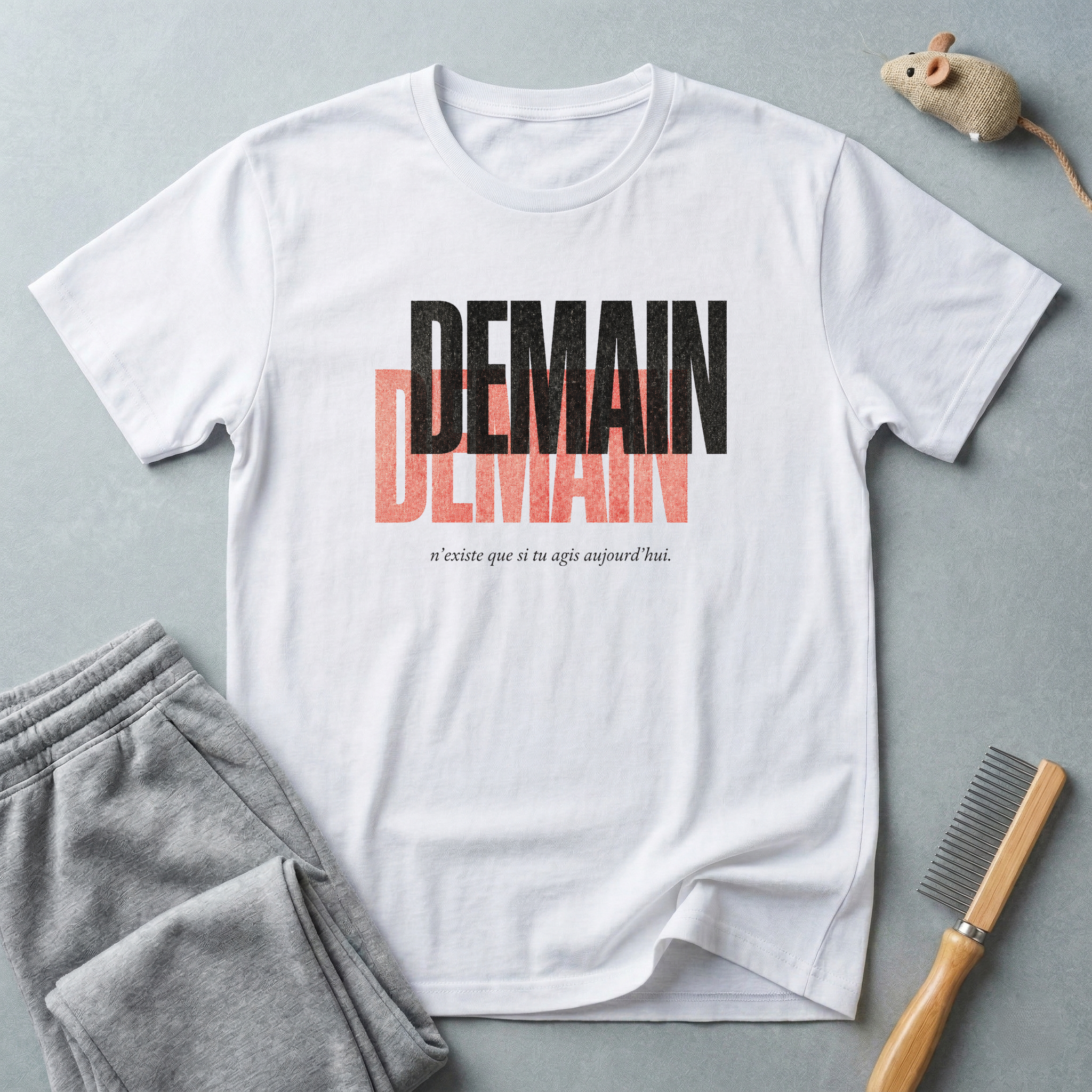 T-shirt graphique «Demain Demain» — Tee-shirt typographique