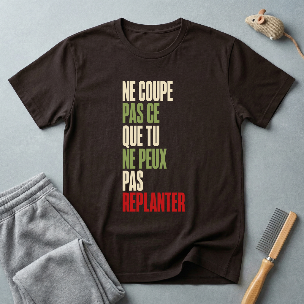 T-shirt — «Ne coupe pas ce que tu ne peux pas replanter»