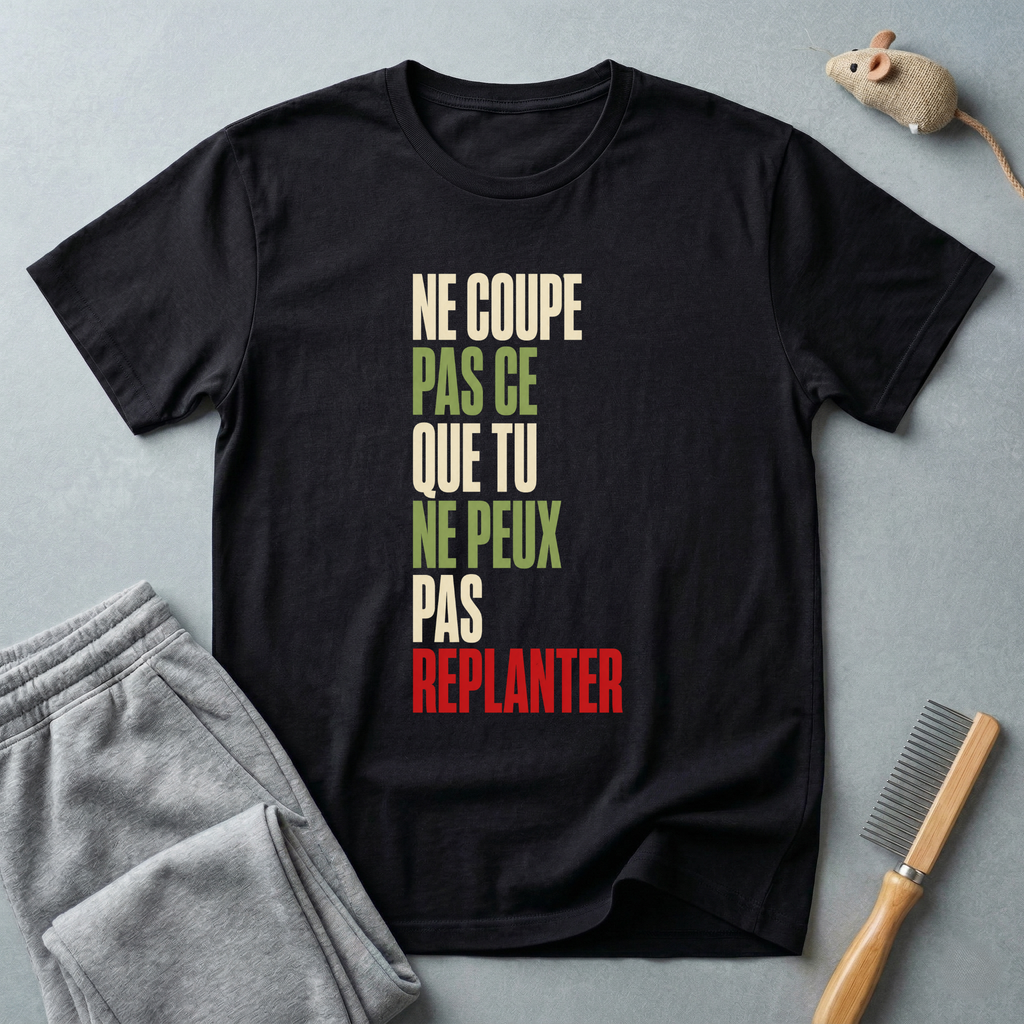 T-shirt — «Ne coupe pas ce que tu ne peux pas replanter»