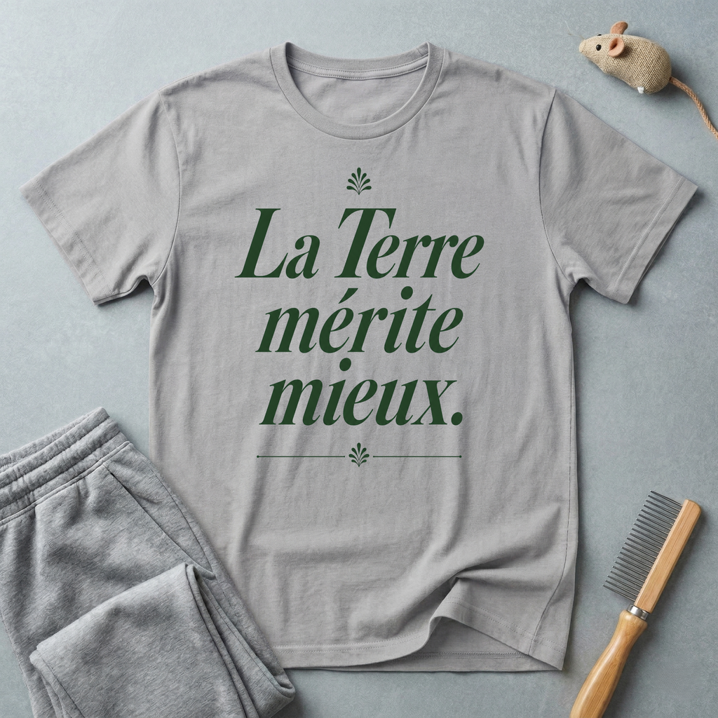 T-shirt à message écologique — «La Terre mérite mieux.»