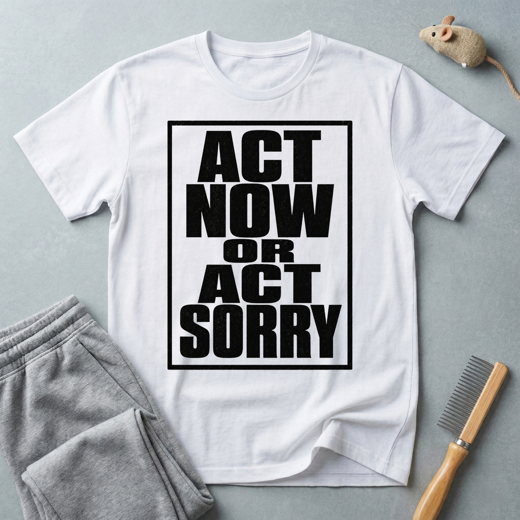 "Act Now or Act Sorry" — T-Shirt