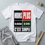 T-Shirt — “Moins Plastique, Plus Forêts — C’est Simple”