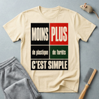 T-Shirt — “Moins Plastique, Plus Forêts — C’est Simple”
