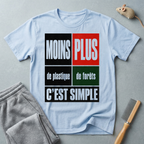 T-Shirt — “Moins Plastique, Plus Forêts — C’est Simple”