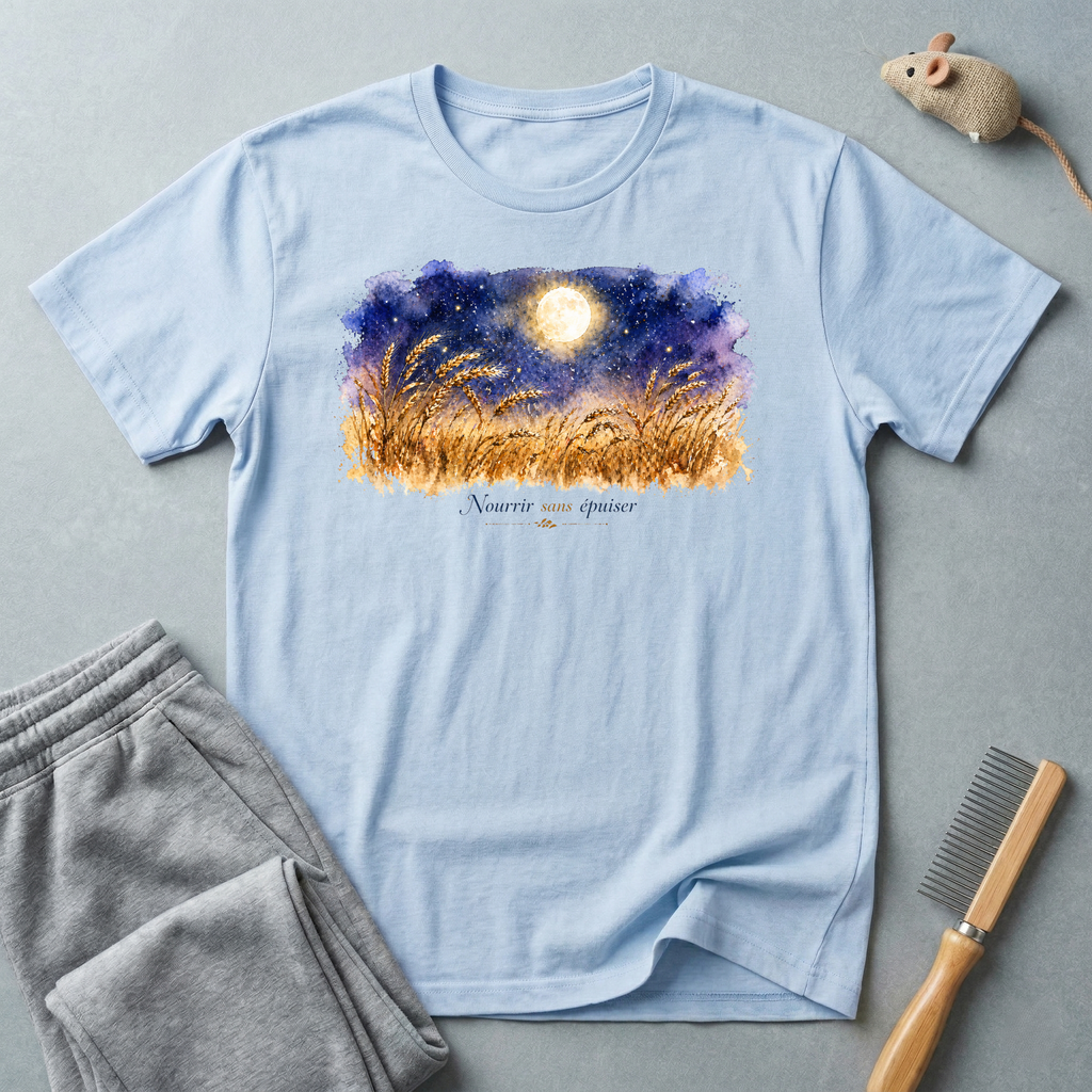 T-shirt champ de blé au clair de lune — "Nourrir sans épuiser"
