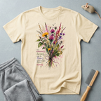 T-shirt bouquet floral — «Les mauvaises herbes sont les fleurs qu'on a pas encore aimées»